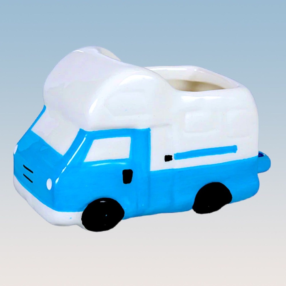 BLUE & WHITE RV CERAMIC PLANTER NWT - Picture 9 of 9